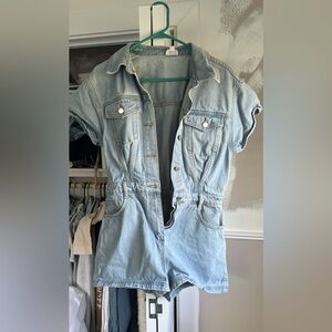 Denim Short Sleeve Romper